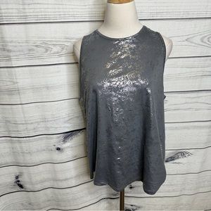 Gray and silver metallic tank top